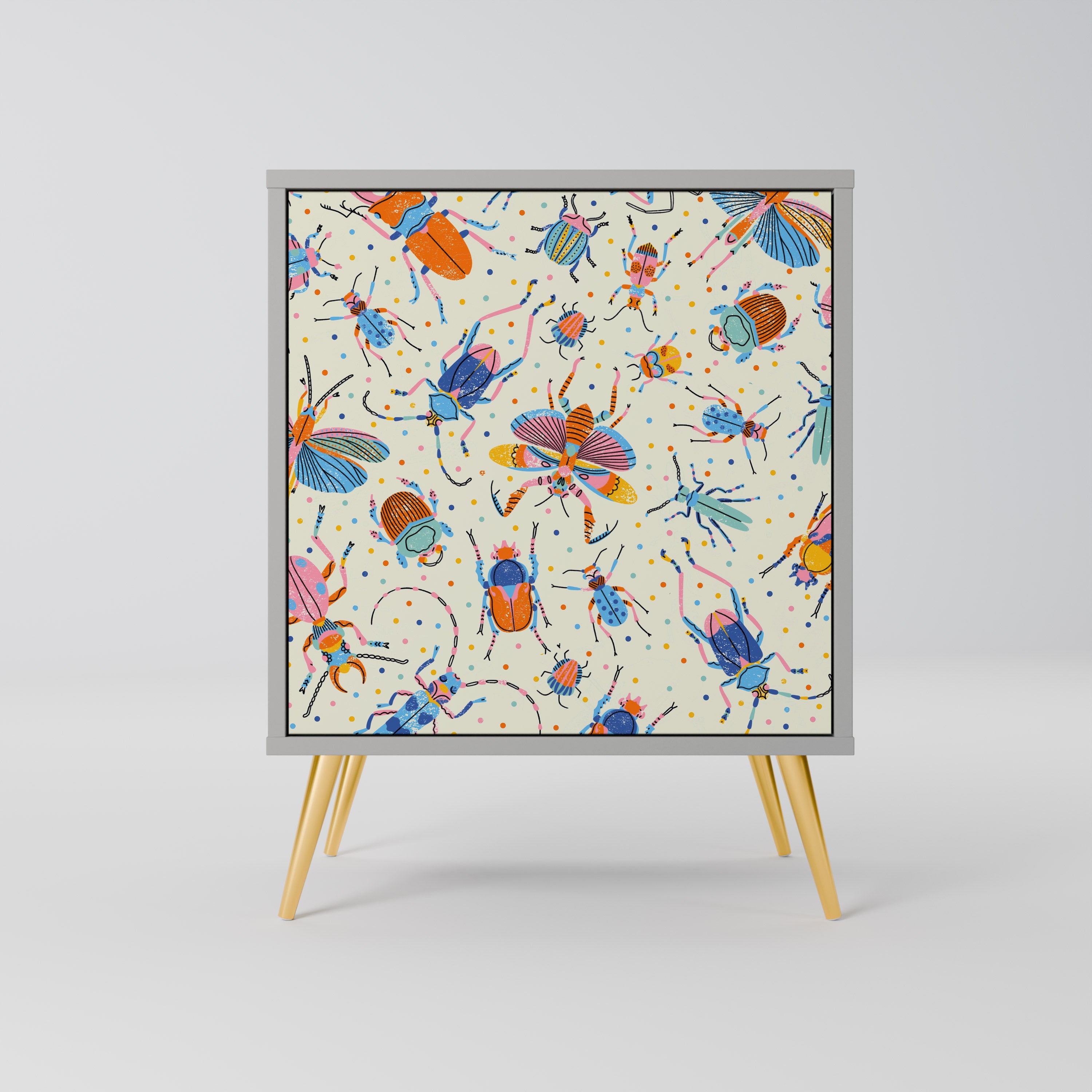 FÄRGGLADA INSEKTER 1-dörrs skänk i grå finish