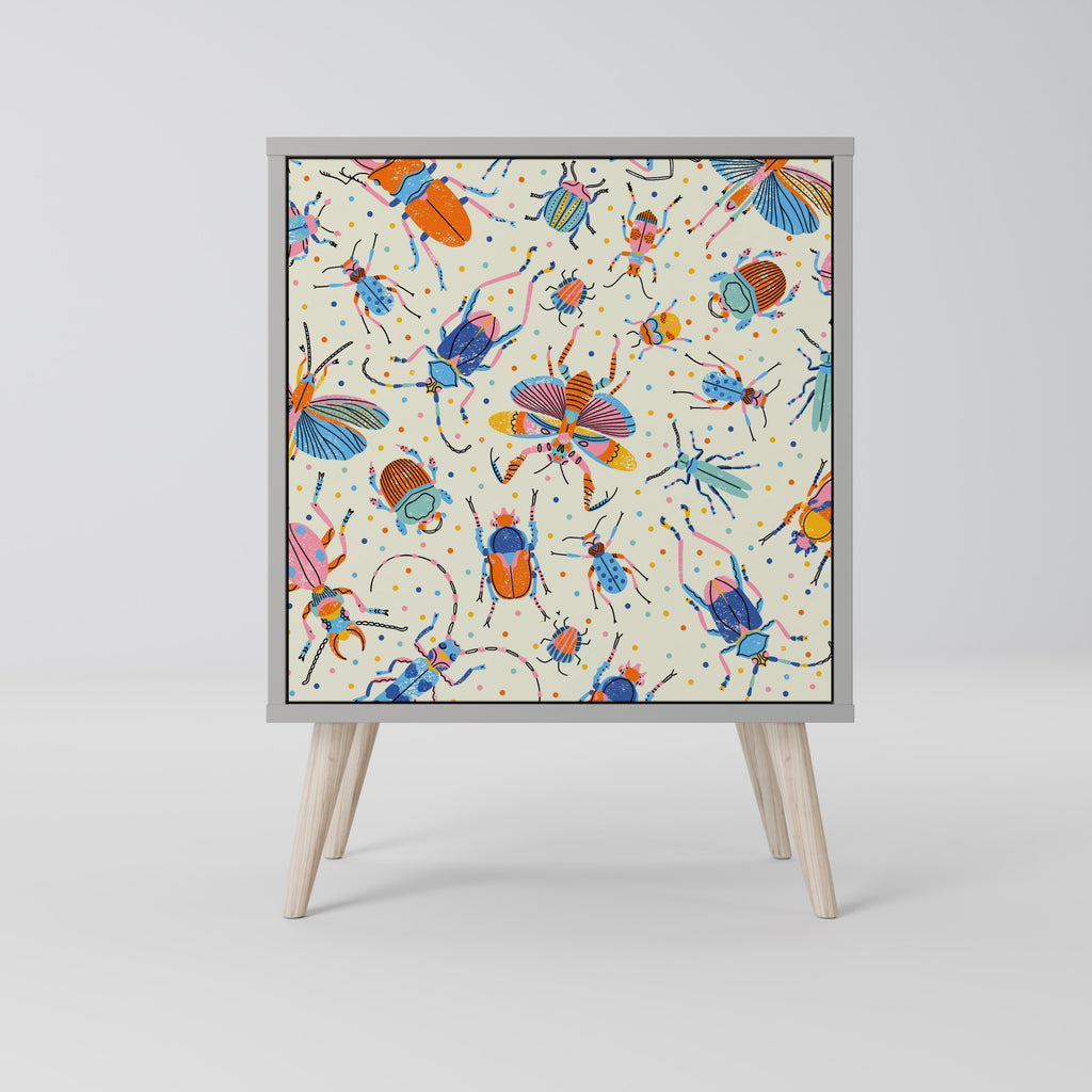 FÄRGGLADA INSEKTER 1-dörrs skänk i grå finish