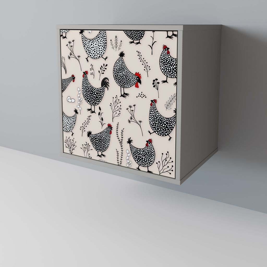 HAPPY HENS skänk med 1 dörr i grå finish