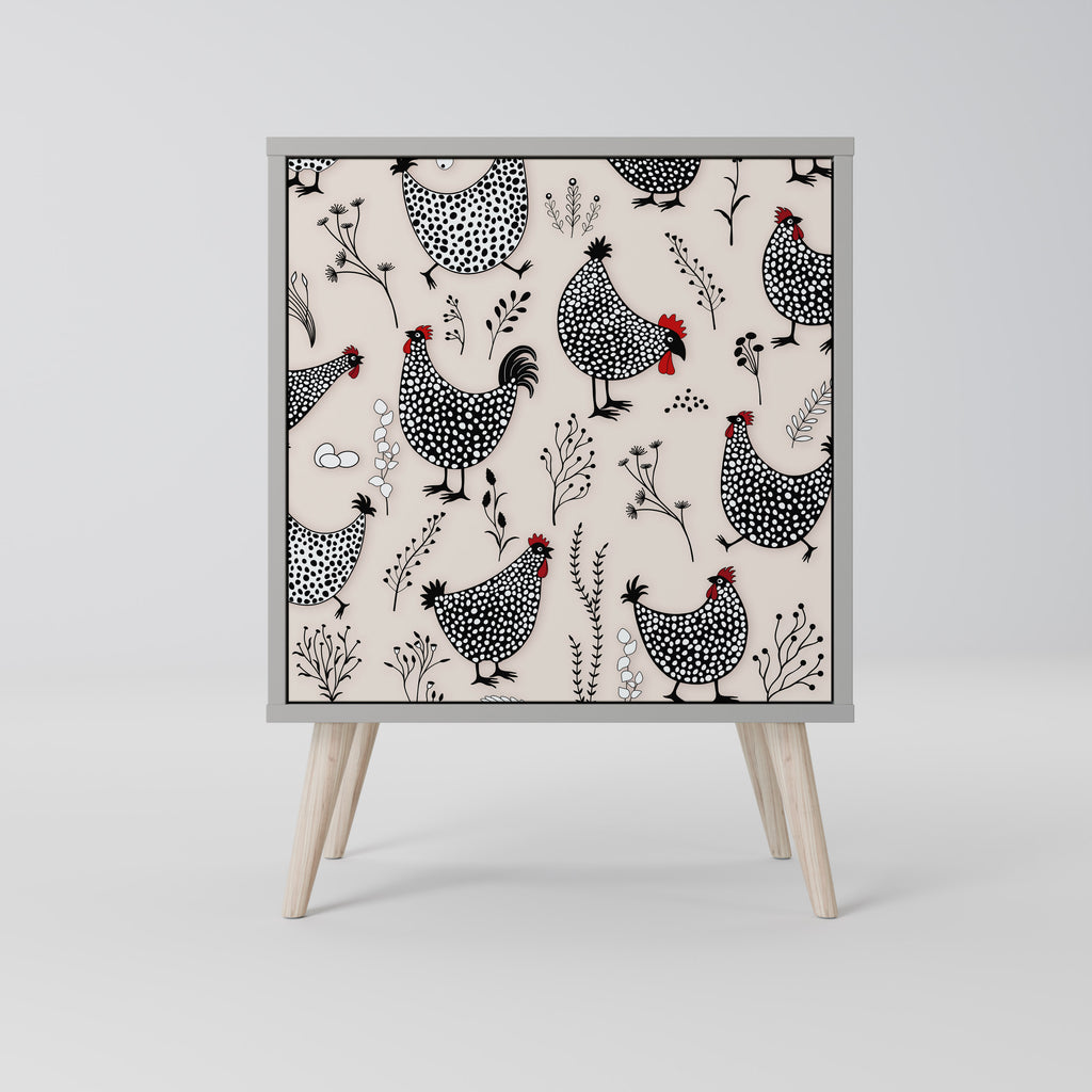 HAPPY HENS skänk med 1 dörr i grå finish