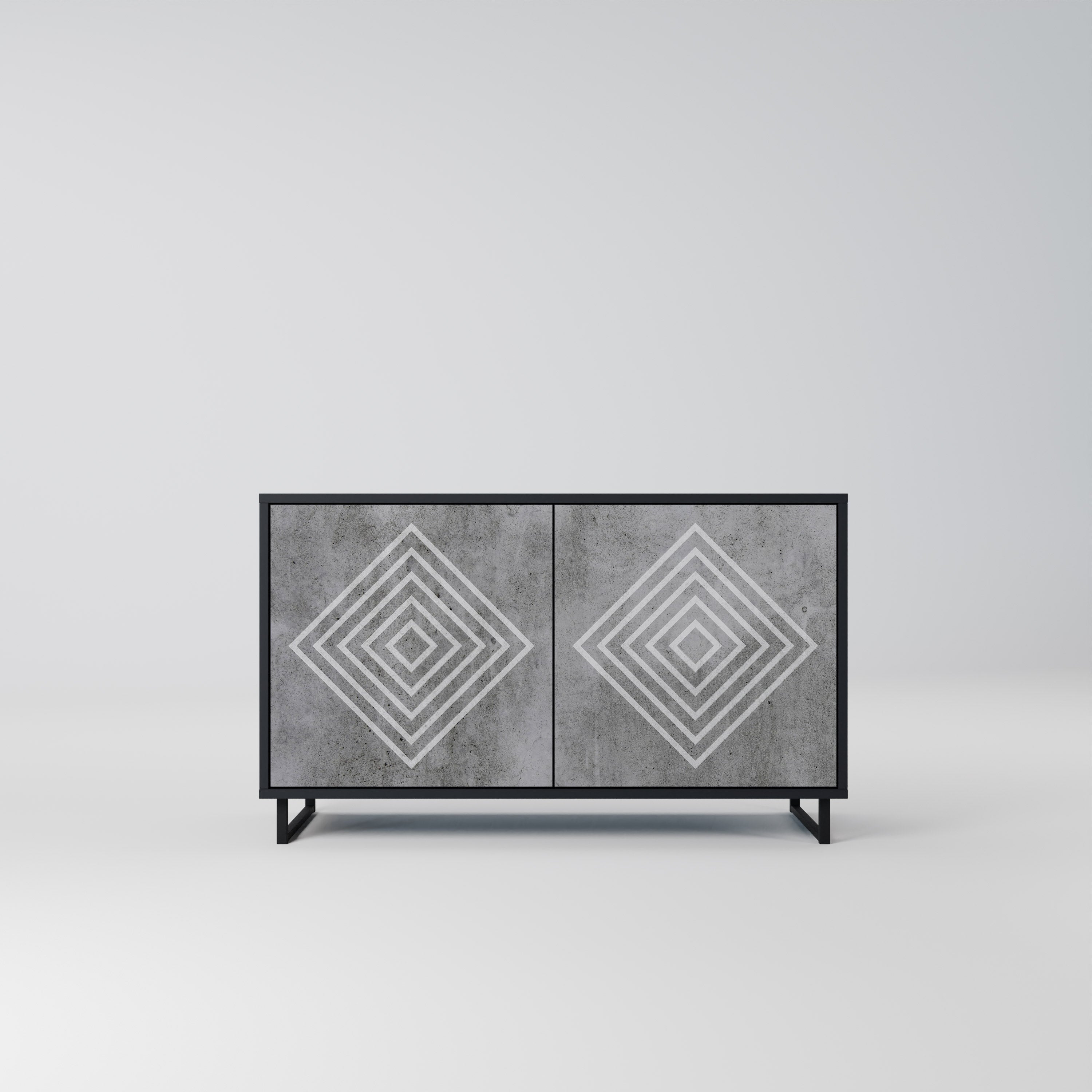 POLYGONAL ARTISTRY 2-dörrars skänk i svart finish