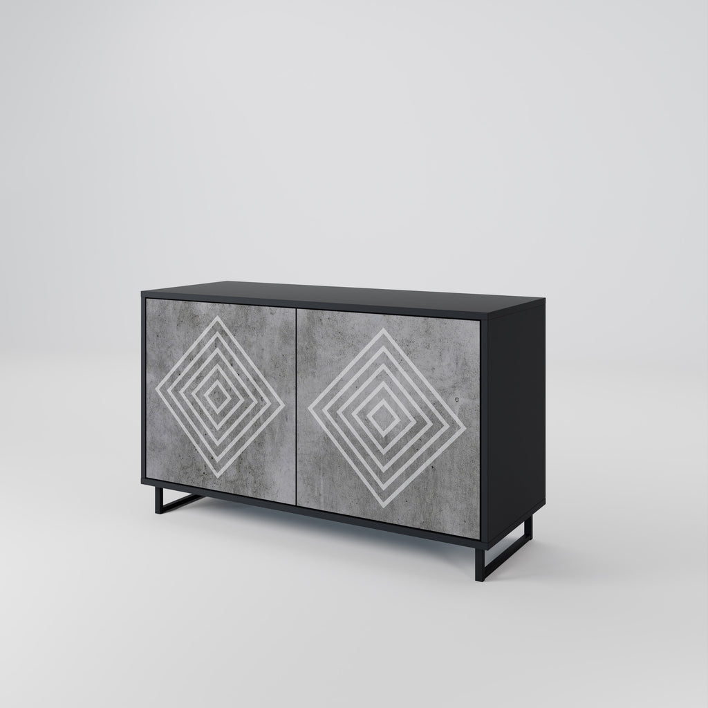 POLYGONAL ARTISTRY 2-dörrars skänk i svart finish