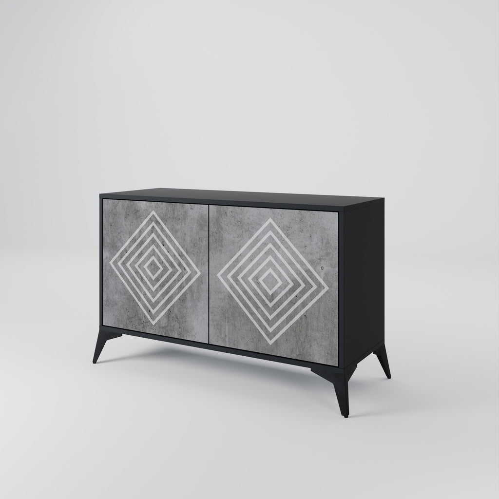 POLYGONAL ARTISTRY 2-dörrars skänk i svart finish
