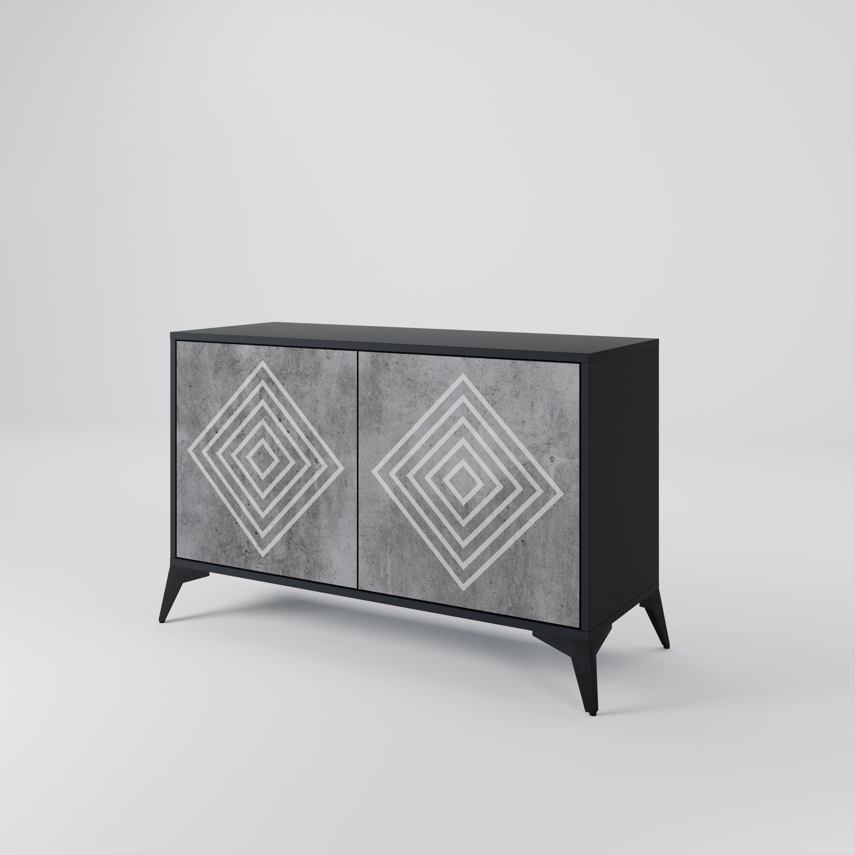 POLYGONAL ARTISTRY 2-dörrars skänk i svart finish