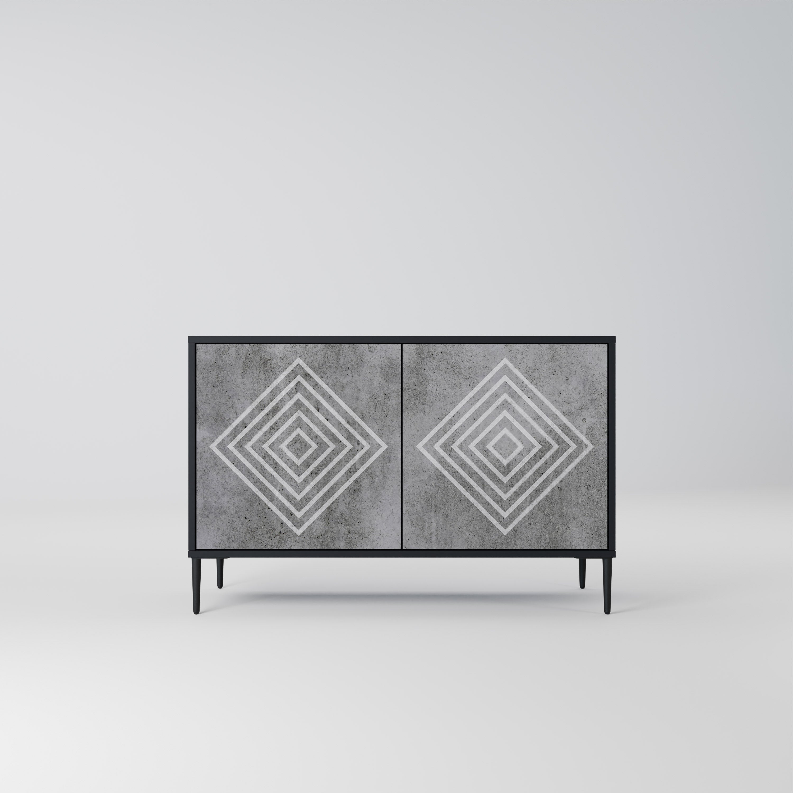 POLYGONAL ARTISTRY 2-dörrars skänk i svart finish