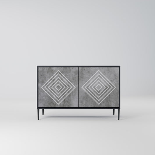 POLYGONAL ARTISTRY 2-dörrars skänk i svart finish