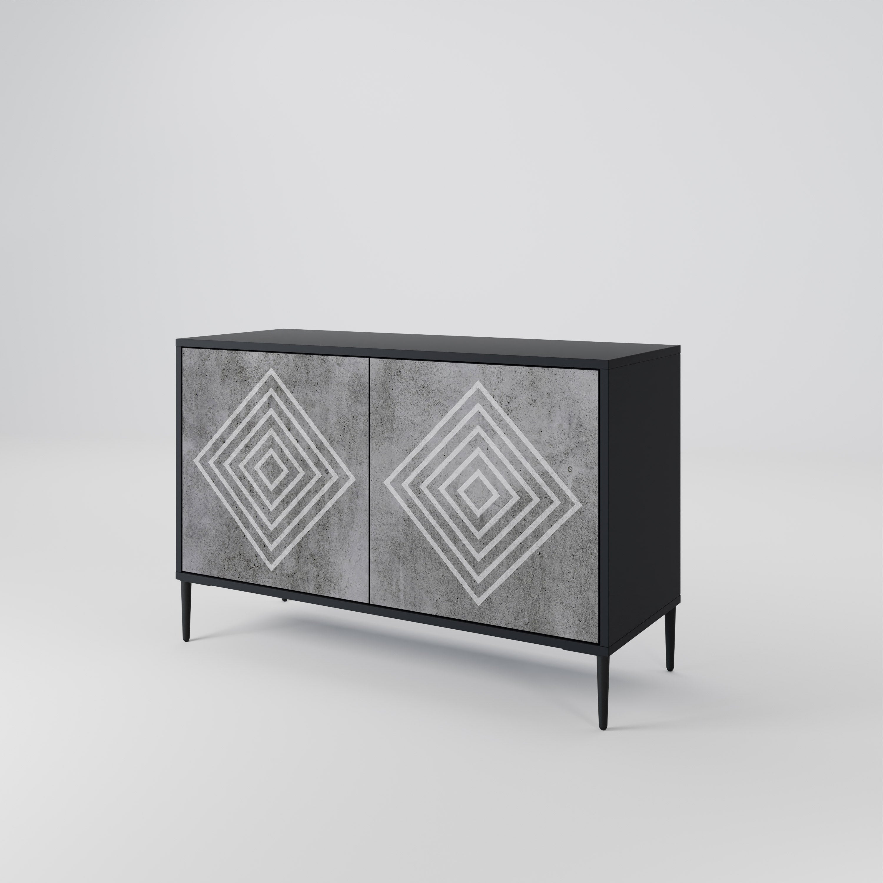 POLYGONAL ARTISTRY 2-dörrars skänk i svart finish