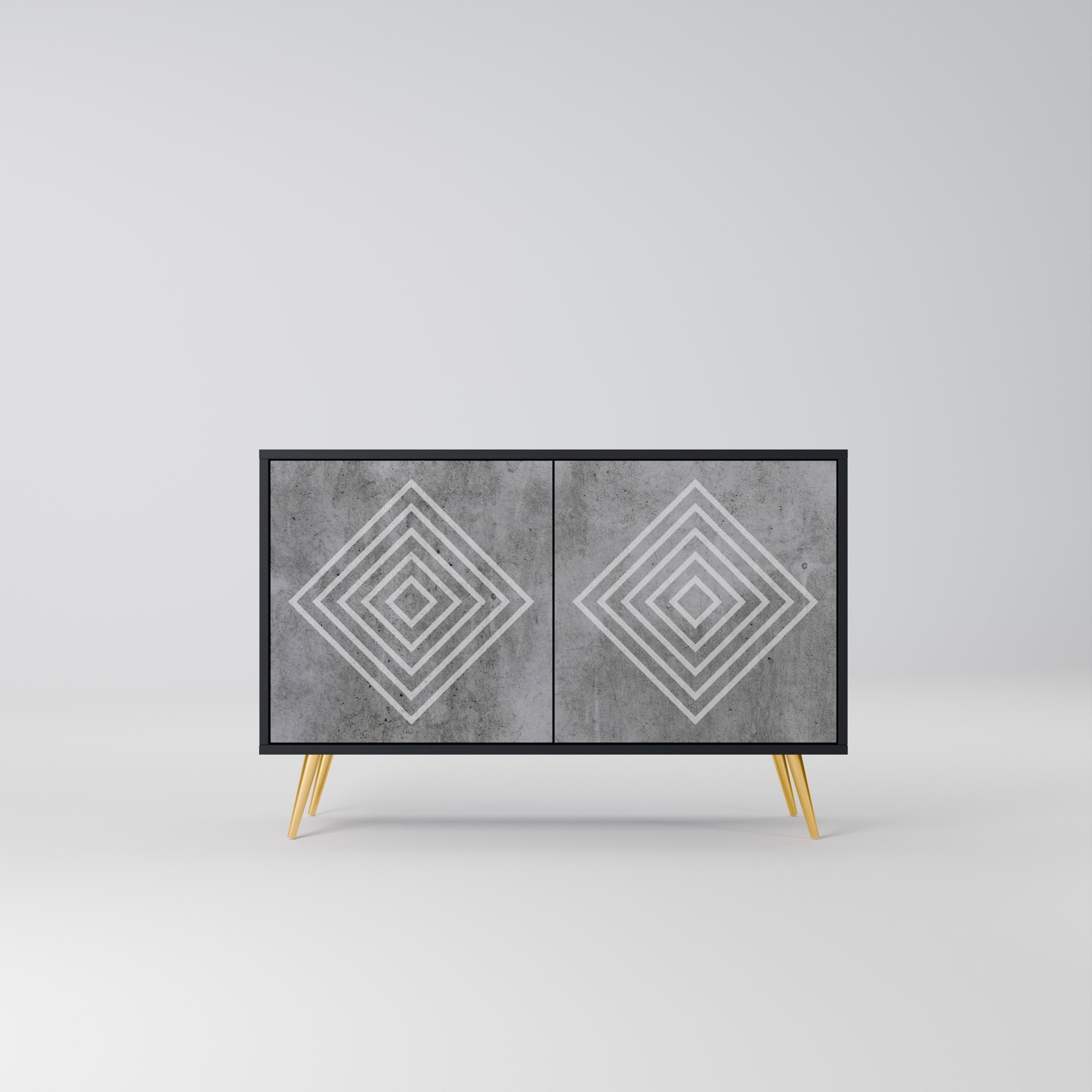 POLYGONAL ARTISTRY 2-dörrars skänk i svart finish