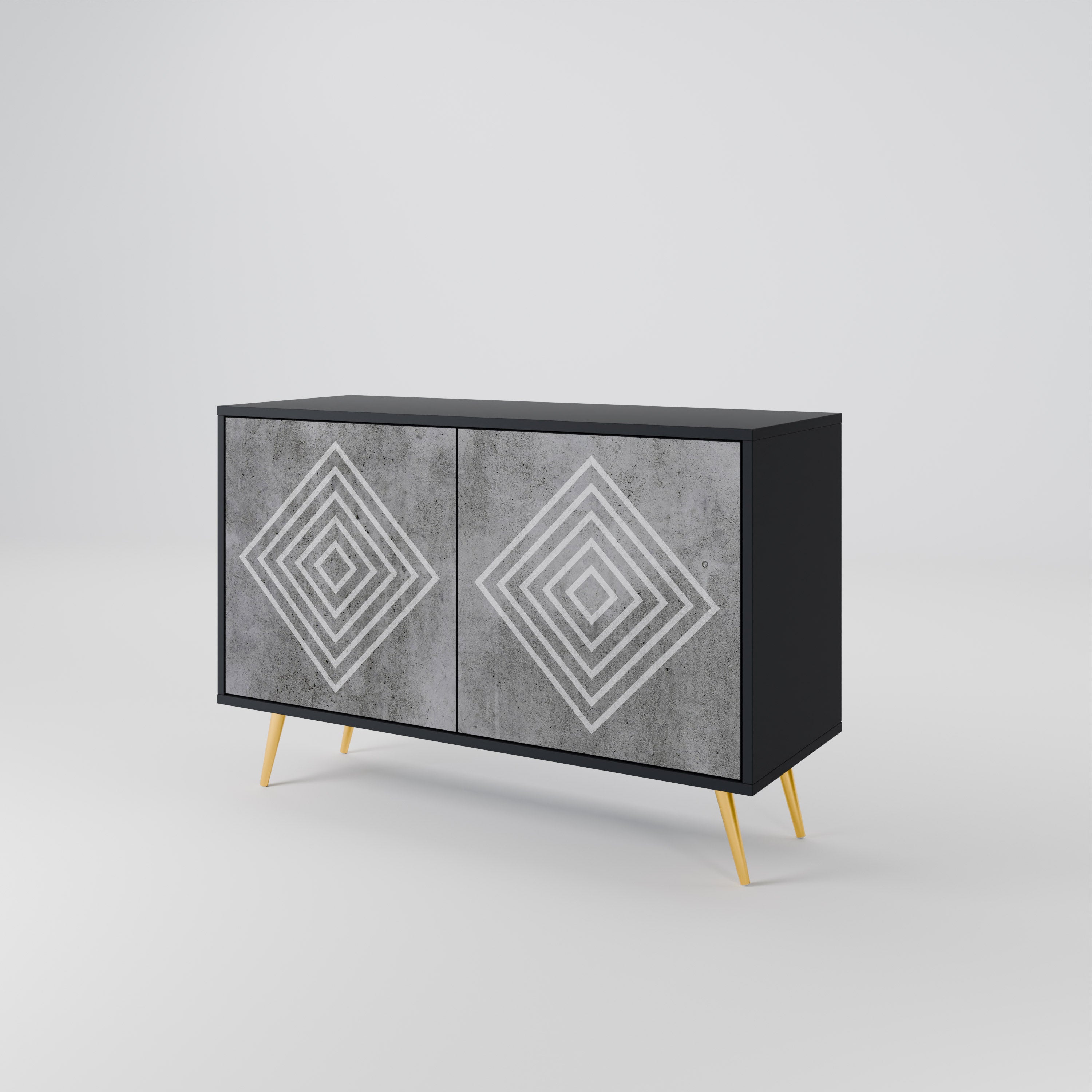 POLYGONAL ARTISTRY 2-dörrars skänk i svart finish
