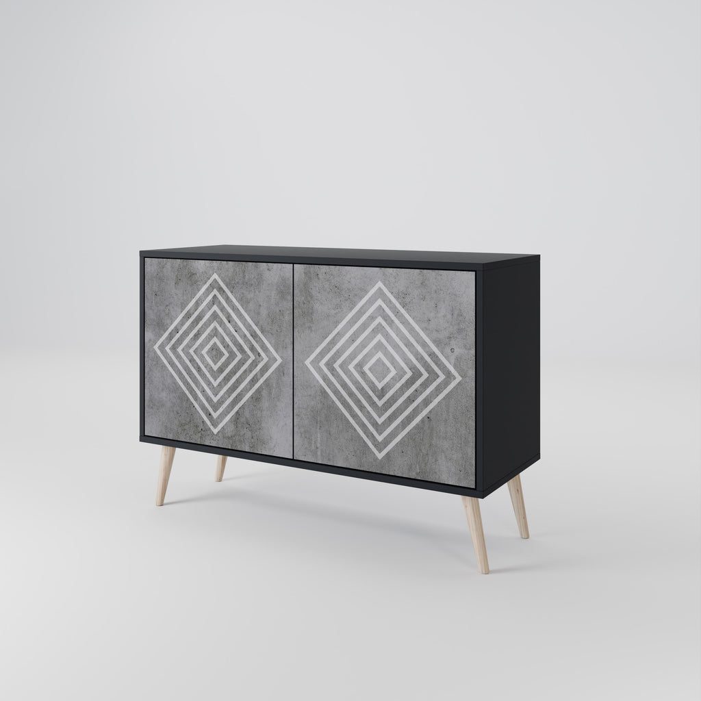 POLYGONAL ARTISTRY 2-dörrars skänk i svart finish