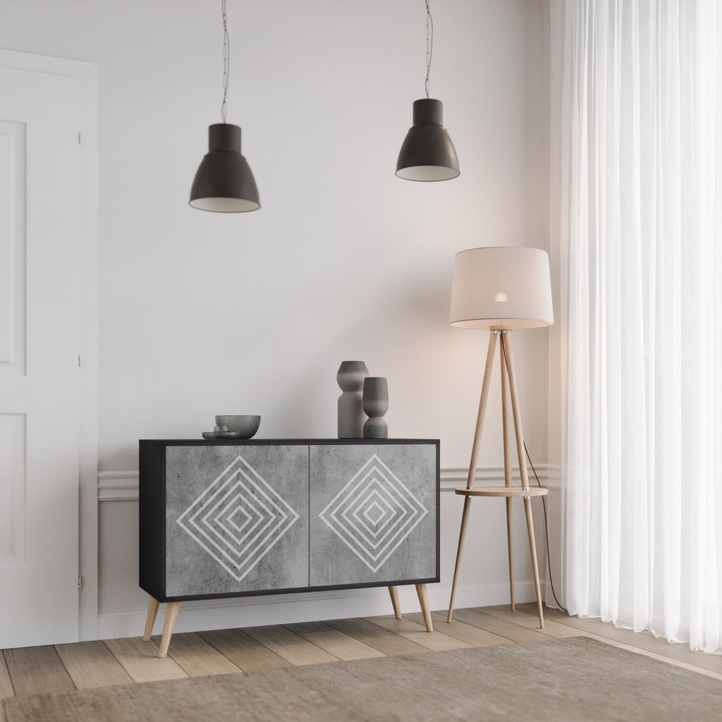 POLYGONAL ARTISTRY 2-dörrars skänk i svart finish