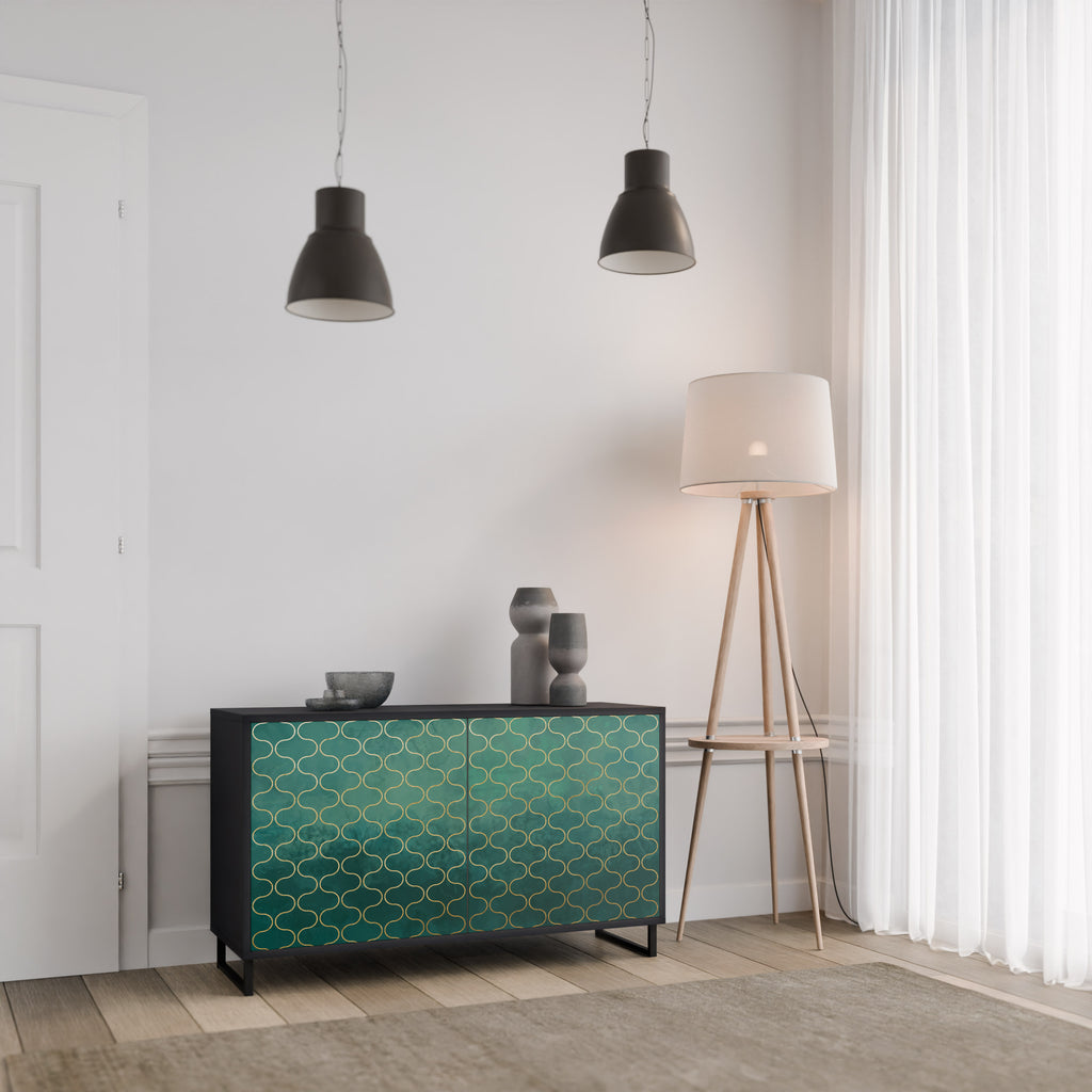 TESSELATED GREENRY 2-dörrars skänk i svart finish