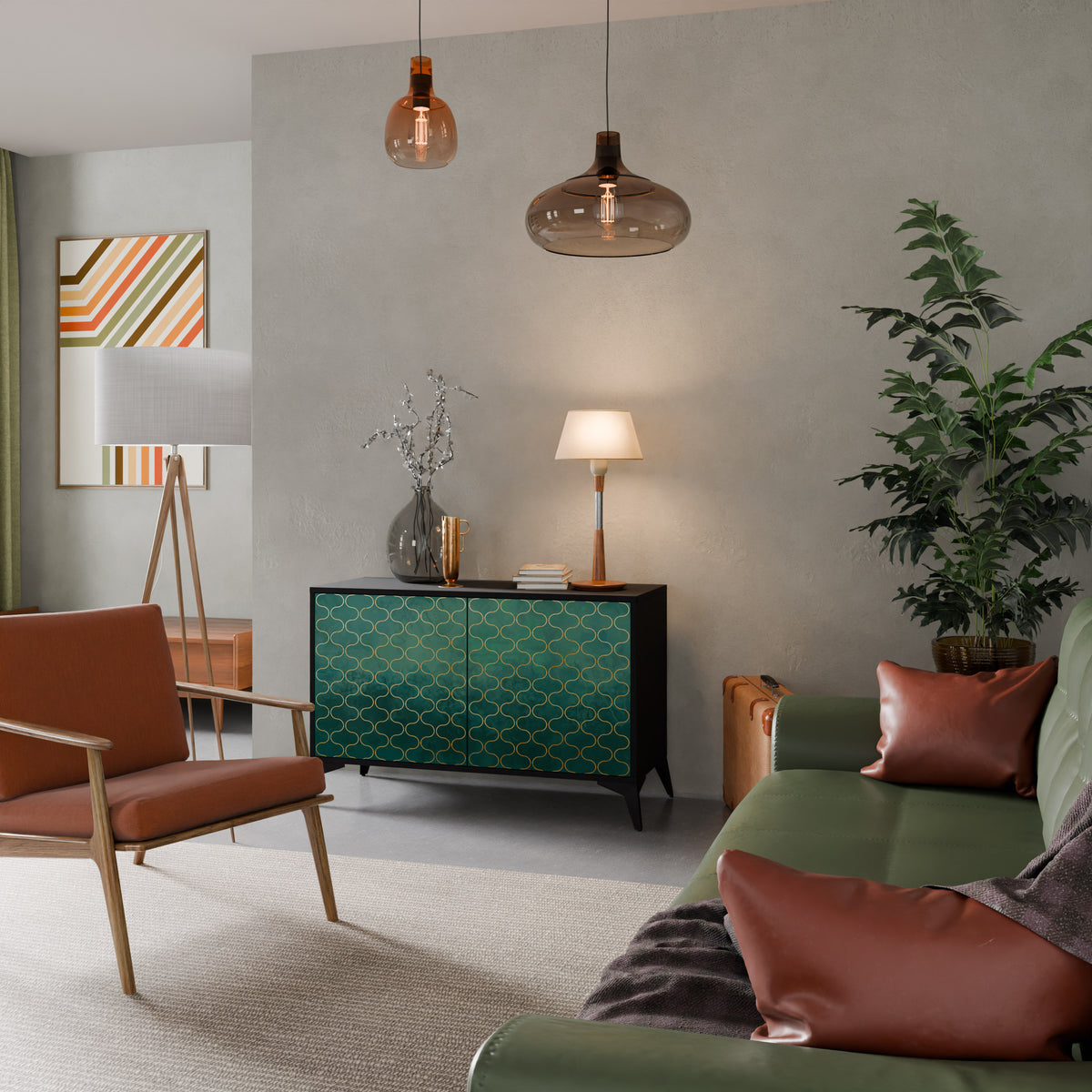 TESSELATED GREENERY Skänk med två dörrar