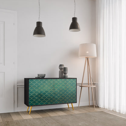 TESSELATED GREENERY 2-Door Sideboard in Black Finish