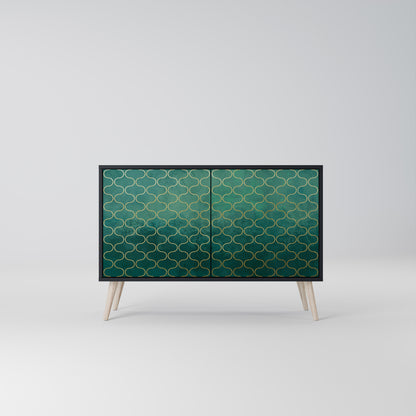 TESSELATED GREENERY 2-Door Sideboard in Black Finish