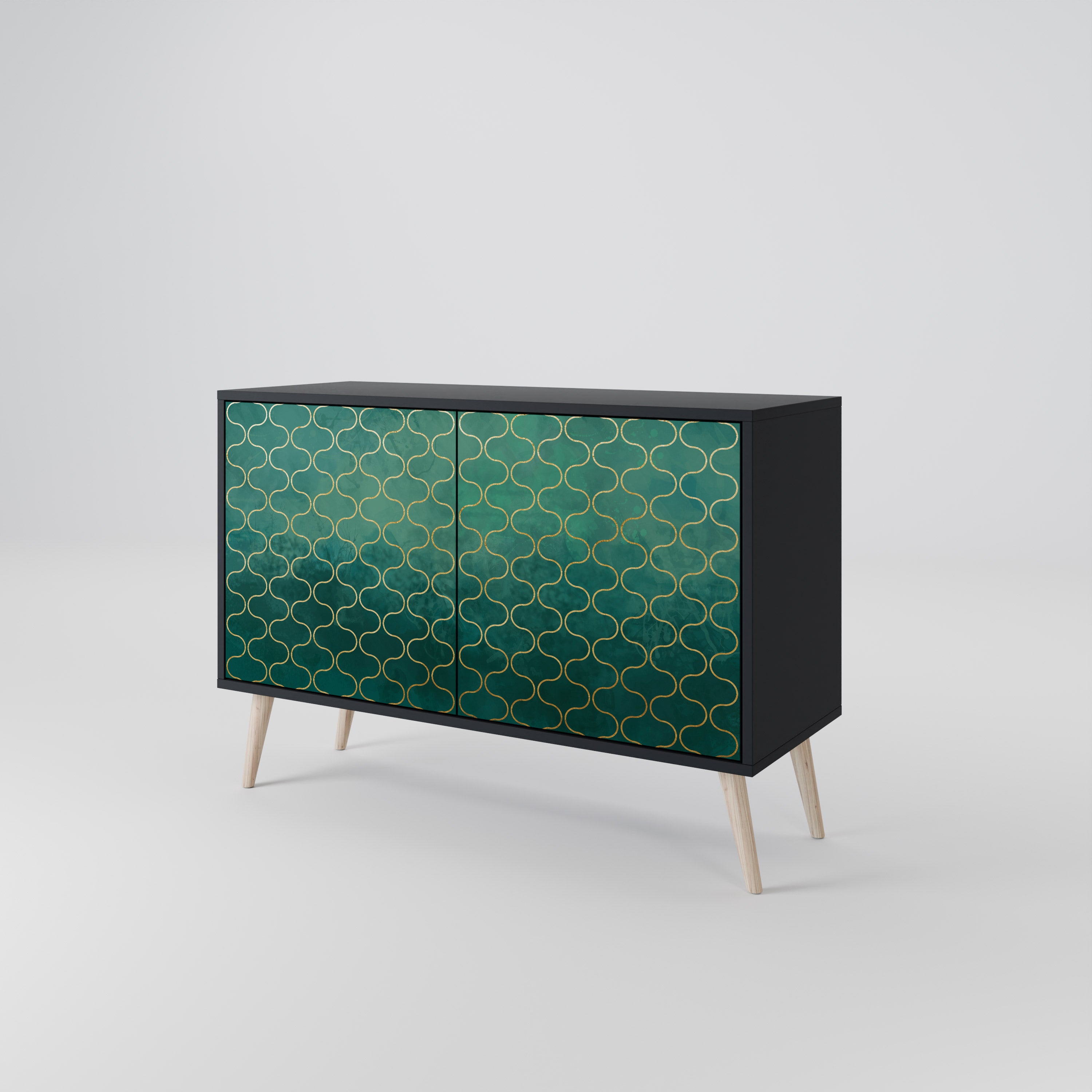 TESSELATED GREENRY 2-dörrars skänk i svart finish