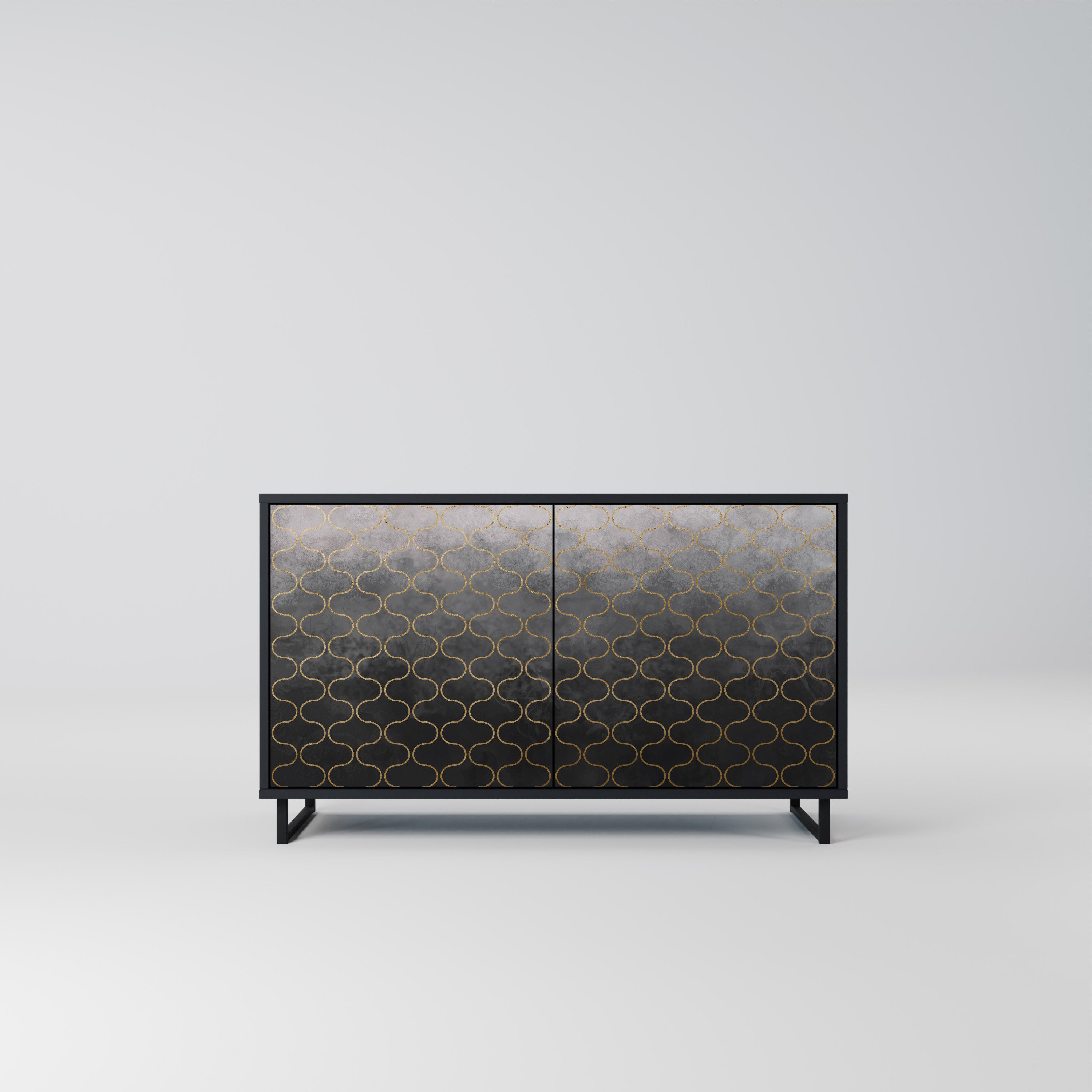 TESSELATED GRÅLIG 2-dörrars skänk i svart finish
