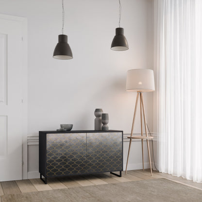 TESSELATED GRAYISH 2-Door Sideboard in Black Finish