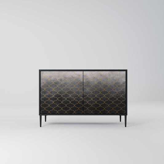 TESSELATED GRÅLIG 2-dörrars skänk i svart finish