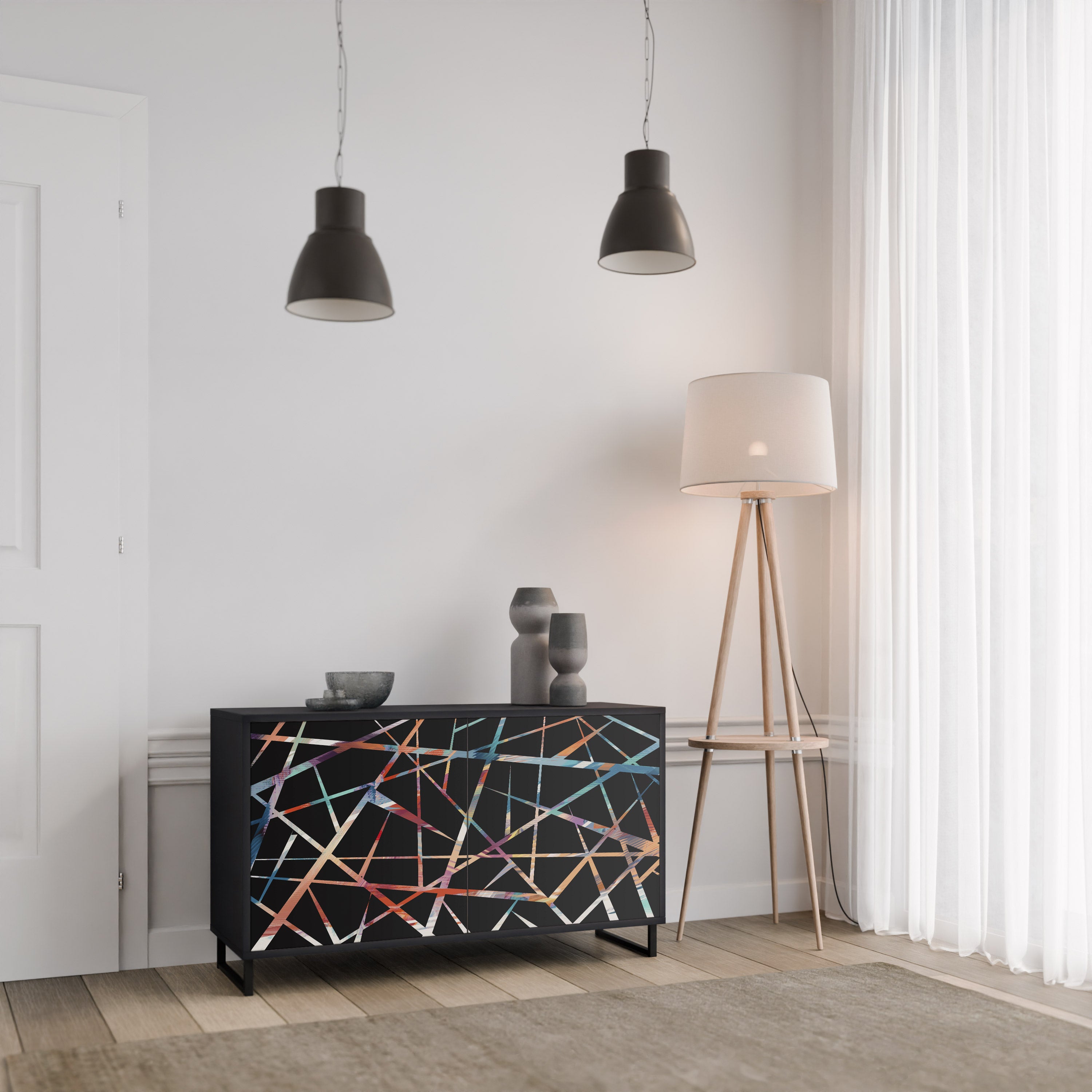 POLYGON VERVE 2-dörrars skänk i svart finish