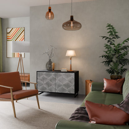 CONCRETE RÖRELSE 2-dörrars skänk i svart finish