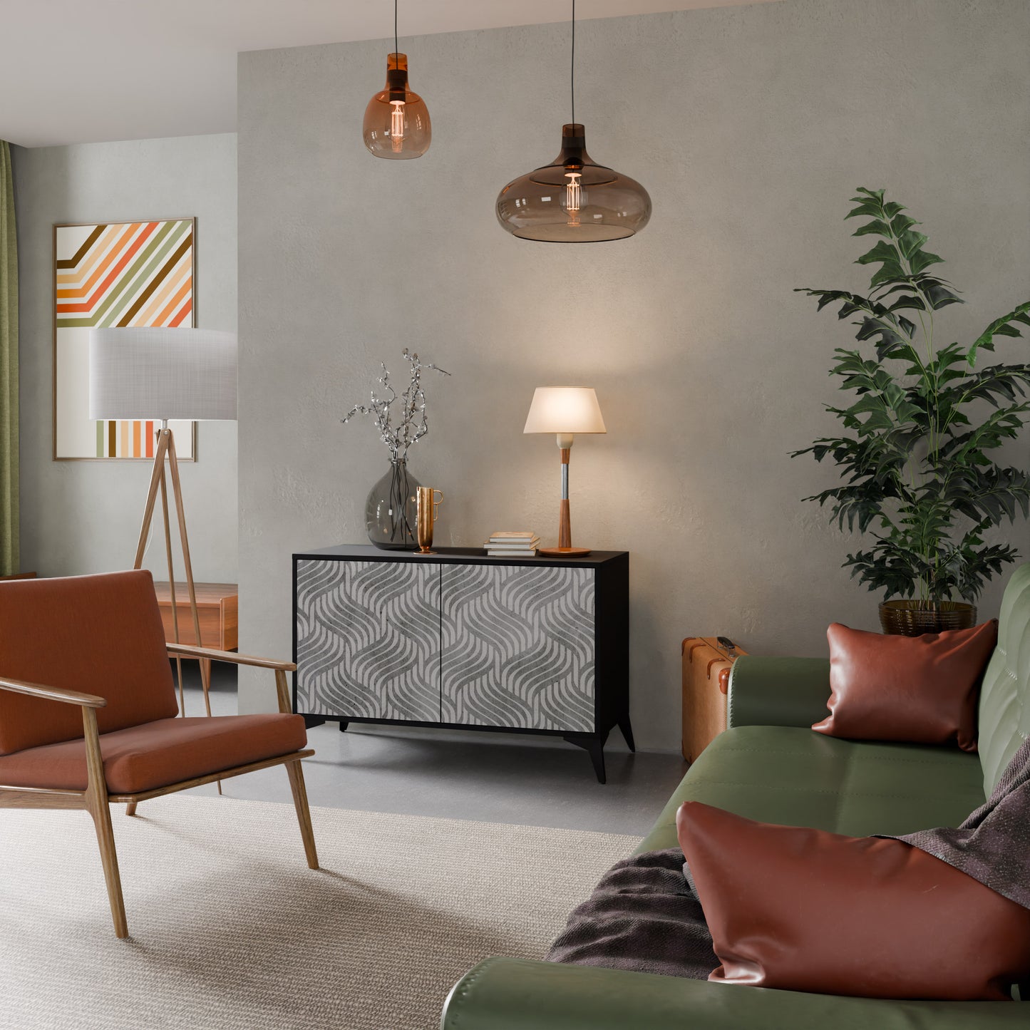 CONCRETE RÖRELSE 2-dörrars skänk i svart finish