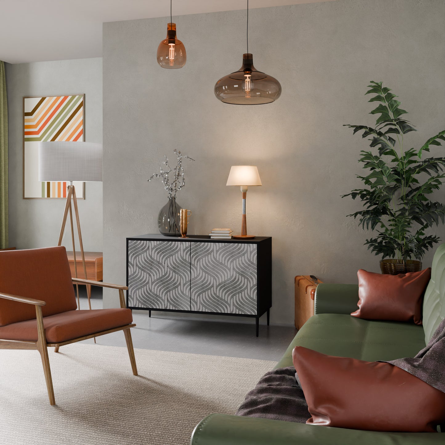 CONCRETE RÖRELSE 2-dörrars skänk i svart finish