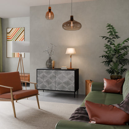 CONCRETE RÖRELSE 2-dörrars skänk i svart finish