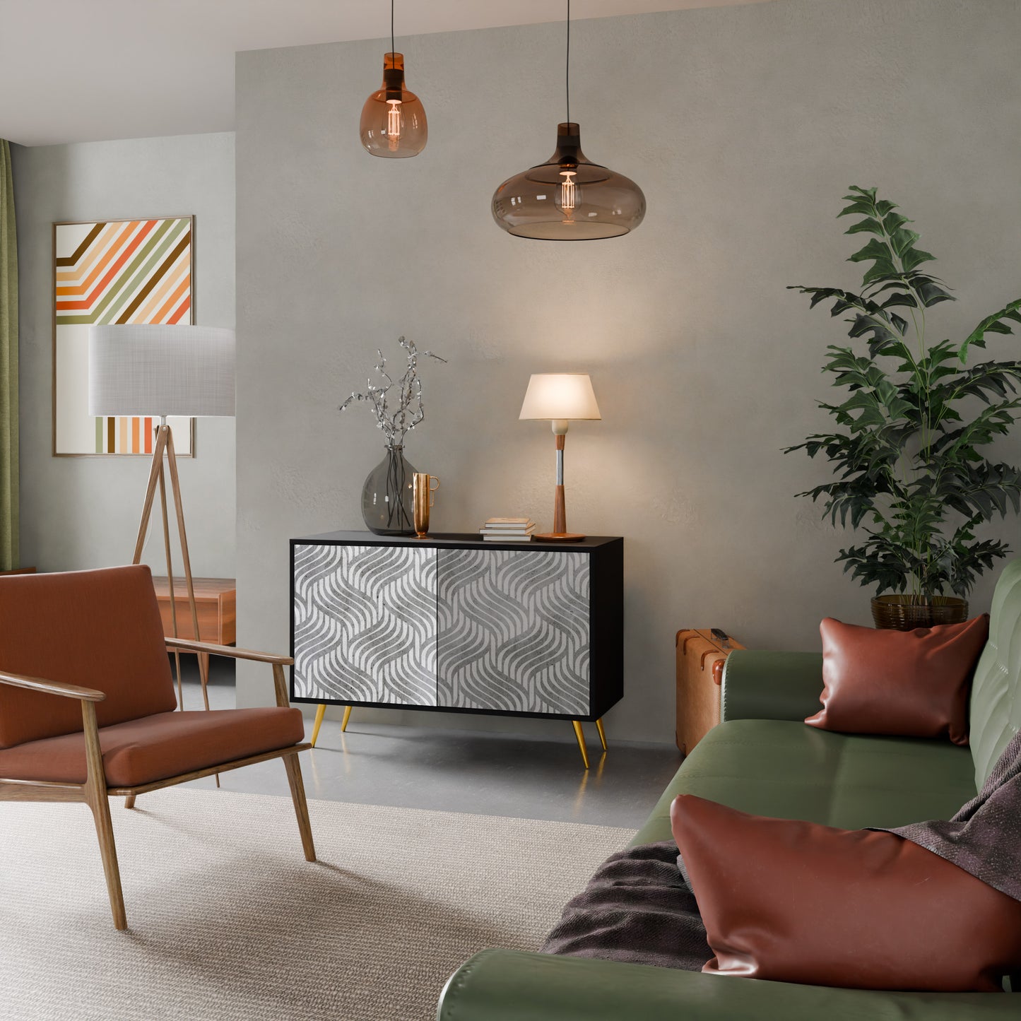 CONCRETE RÖRELSE 2-dörrars skänk i svart finish