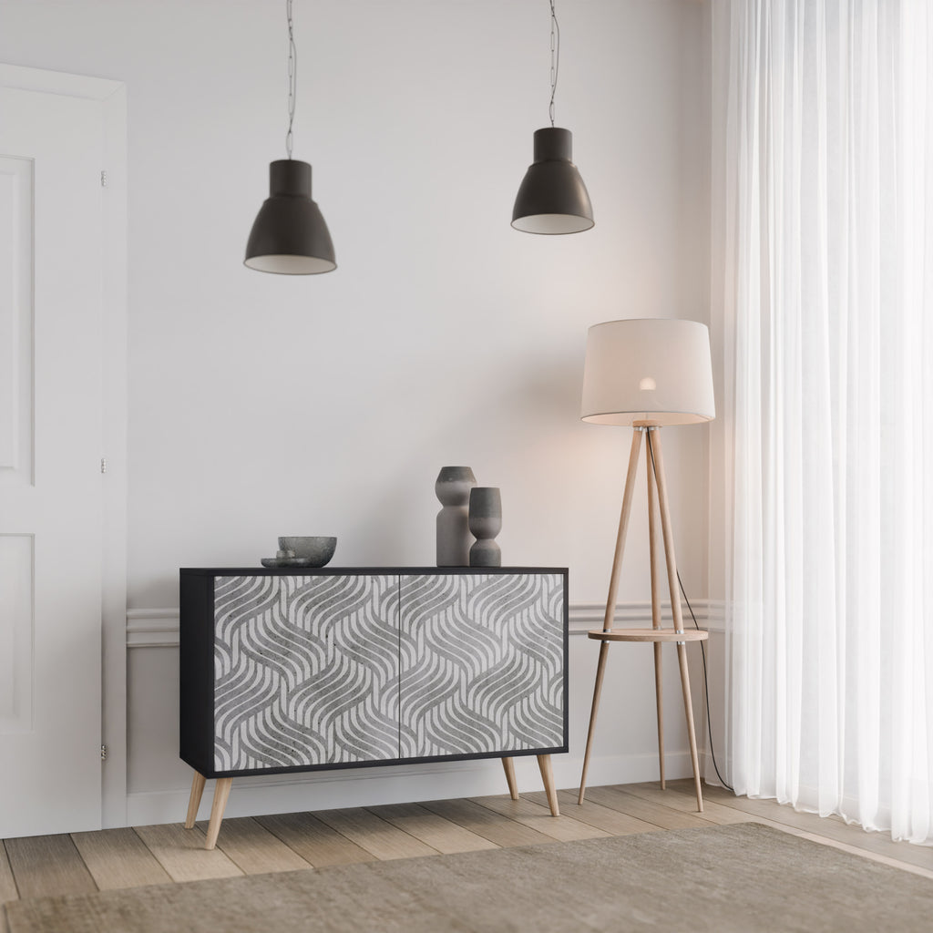 CONCRETE RÖRELSE 2-dörrars skänk i svart finish