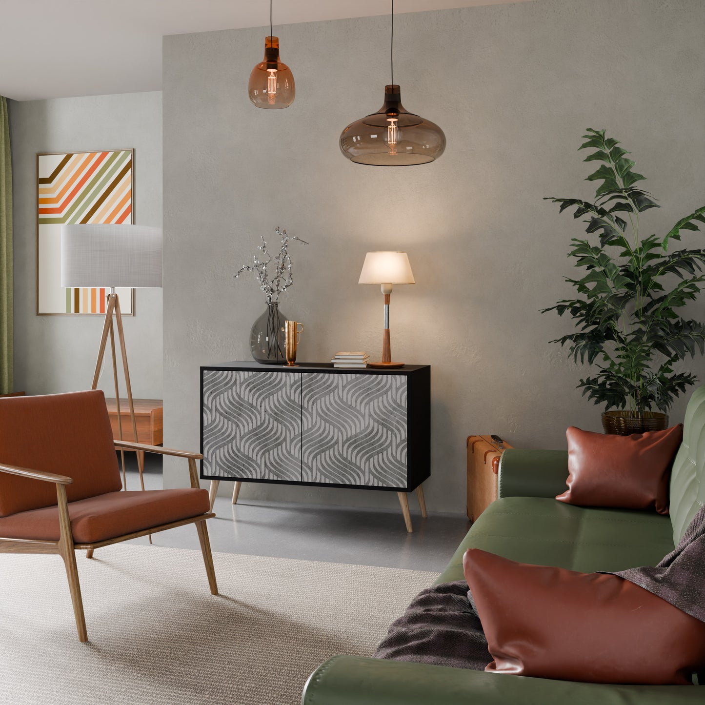 CONCRETE RÖRELSE 2-dörrars skänk i svart finish