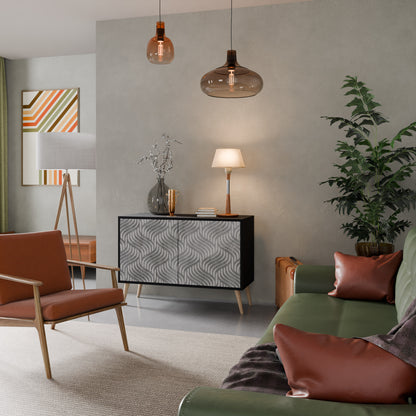 CONCRETE RÖRELSE 2-dörrars skänk i svart finish