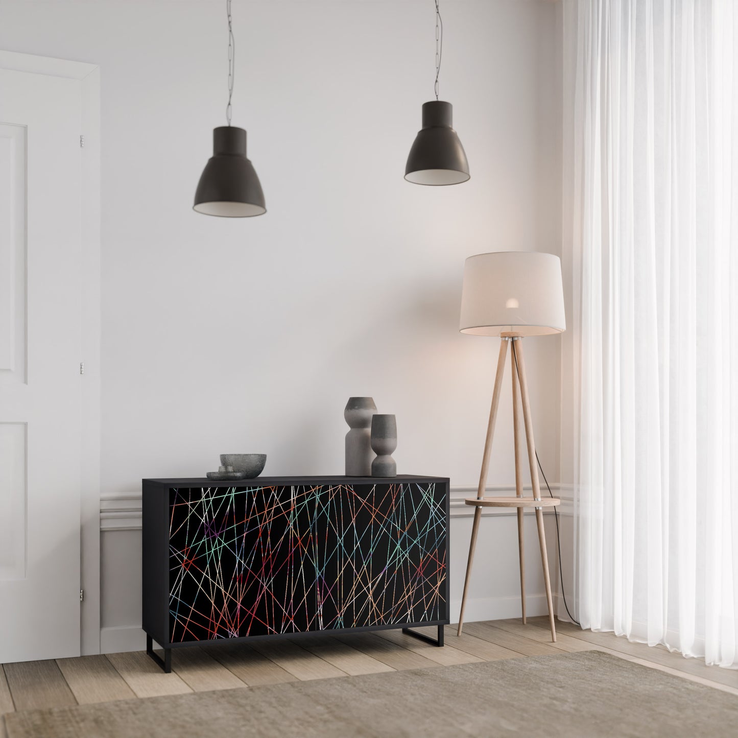 LUMINOUS SNARE 2-dörrars skänk i svart finish