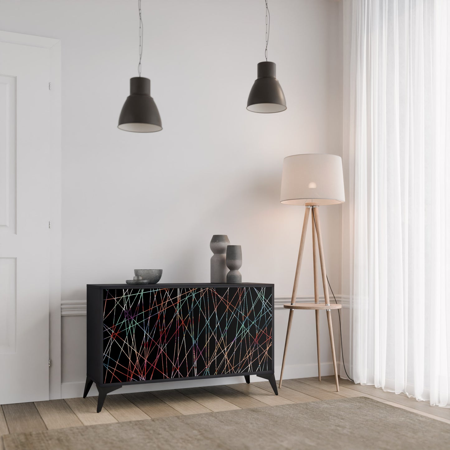 LUMINOUS SNARE 2-dörrars skänk i svart finish
