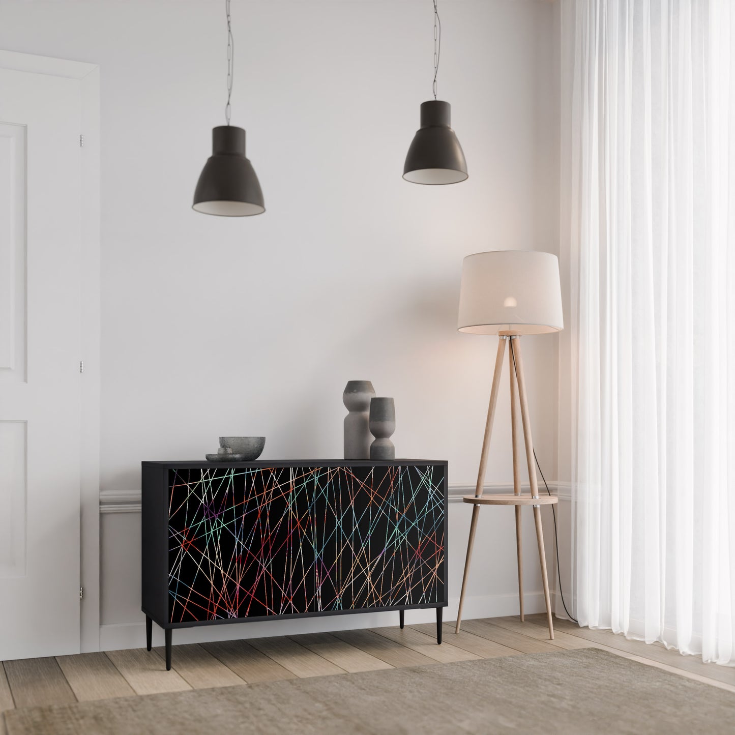 LUMINOUS SNARE 2-dörrars skänk i svart finish
