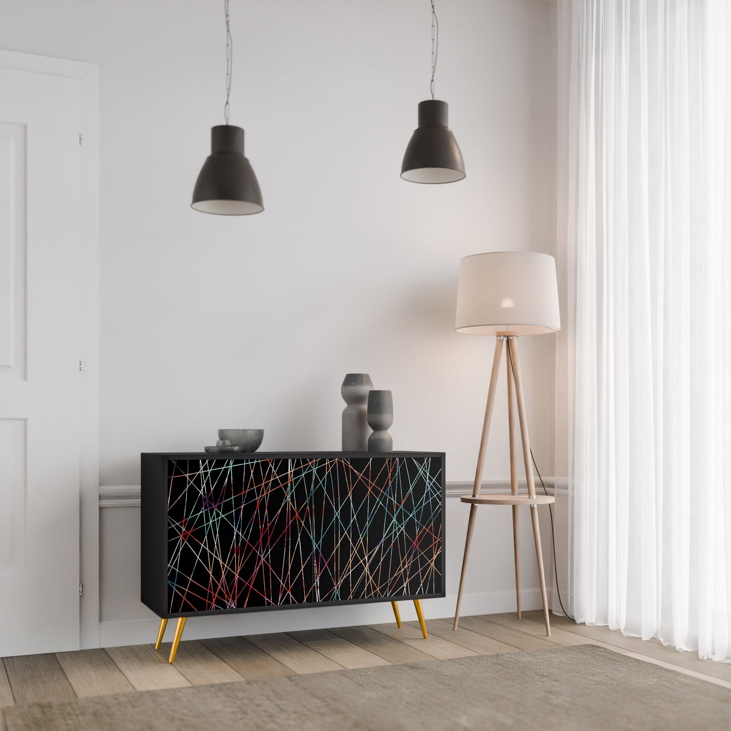 LUMINOUS SNARE 2-dörrars skänk i svart finish