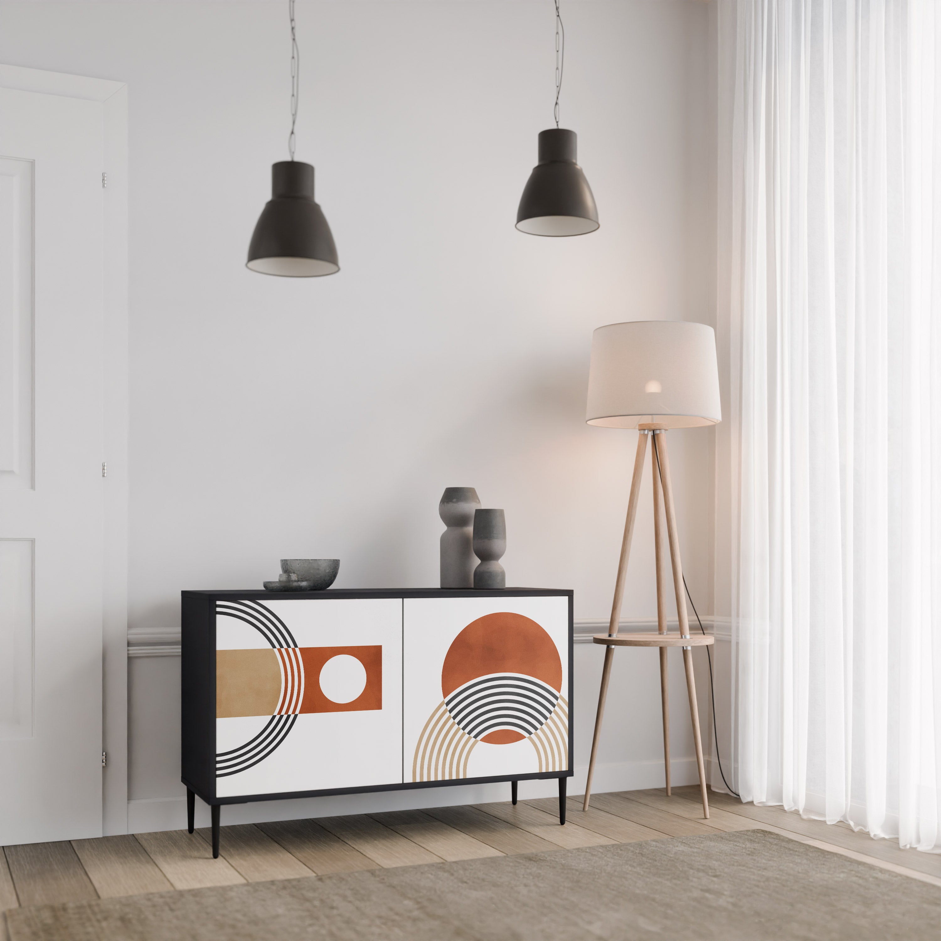 CIRCLE RHYTM 2-dörrars skänk i svart finish