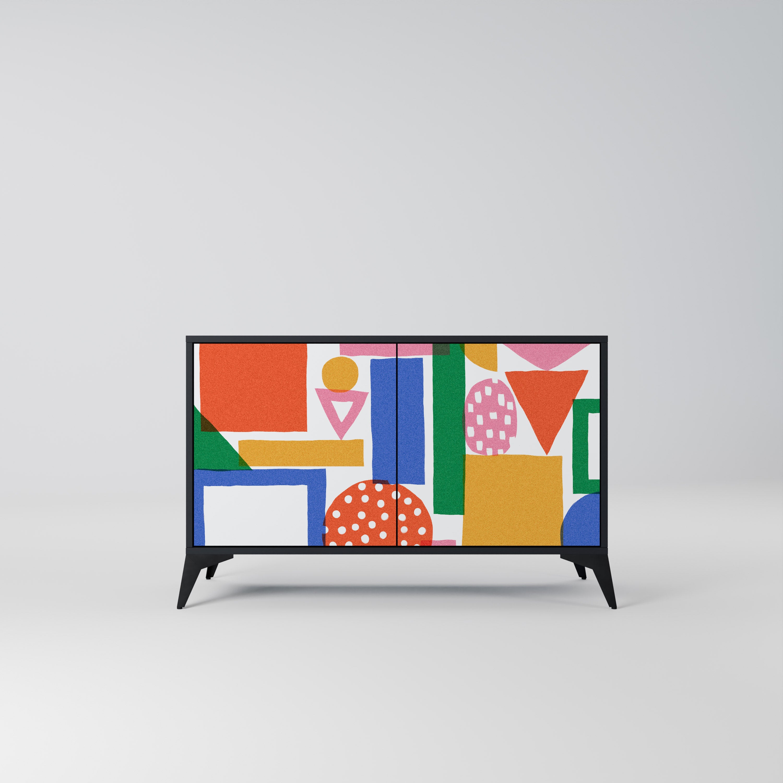 GEOMETRIC GLIMMER 2-dörrars skänk i svart finish