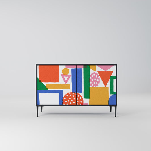 GEOMETRIC GLIMMER 2-Door Sideboard in Black Finish
