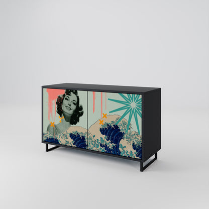 KANAGAWA BEAUTY 2-Door Sideboard in Black Finish