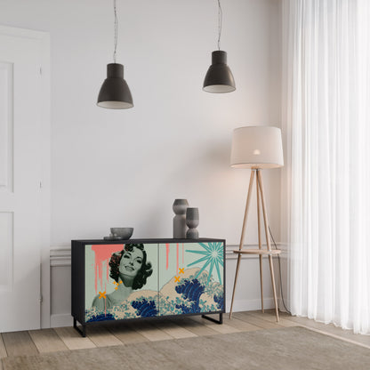 KANAGAWA BEAUTY 2-Door Sideboard in Black Finish