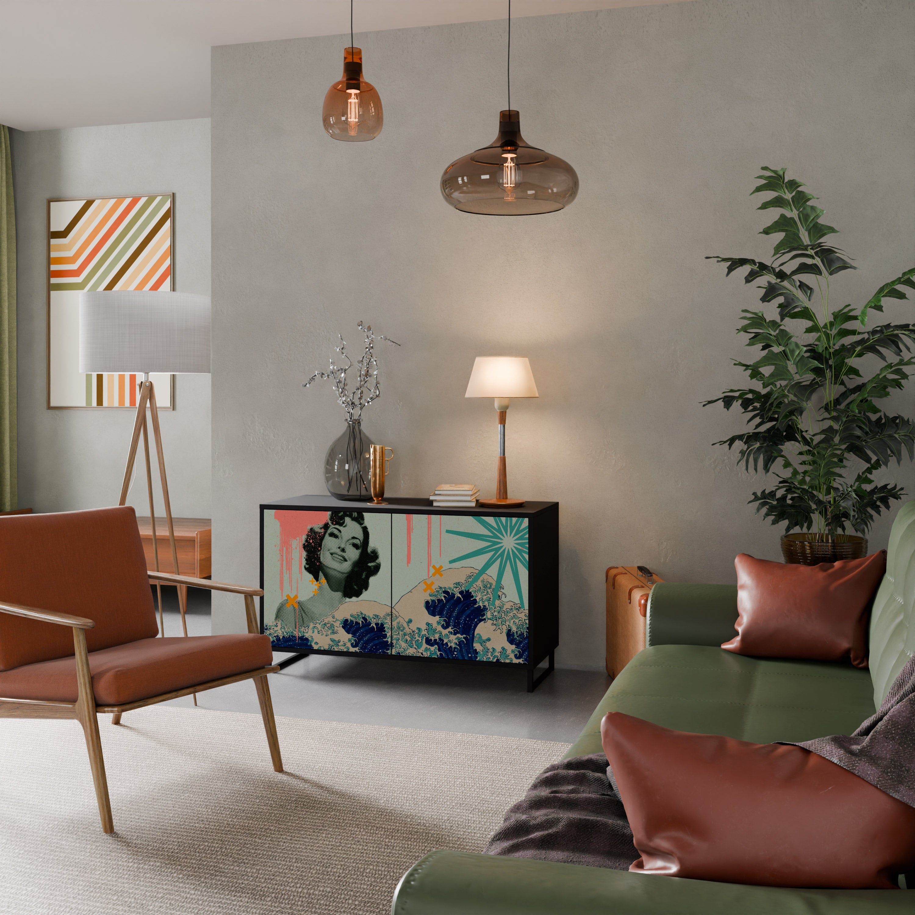 KANAGAWA BEAUTY 2-dörrars skänk i svart finish