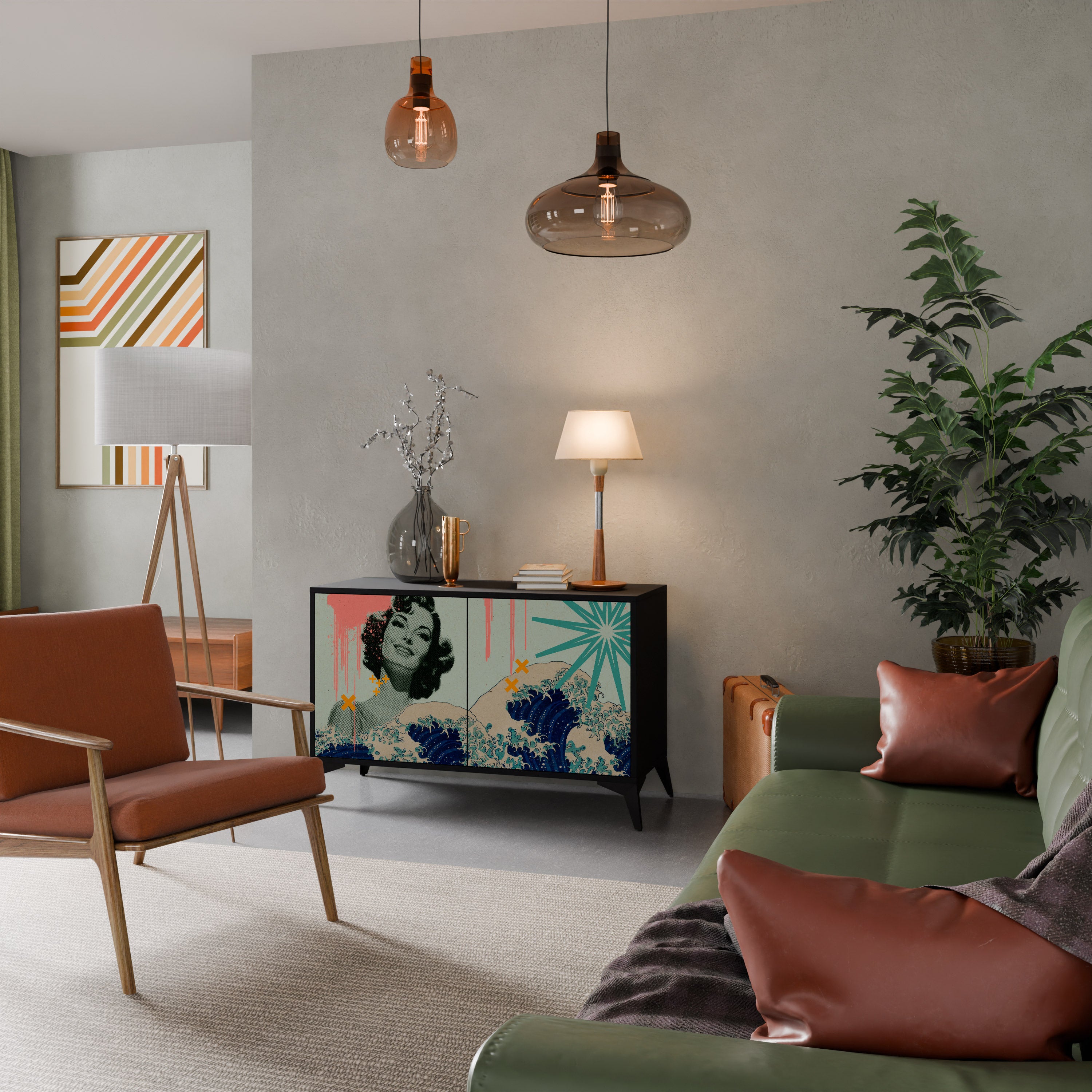 KANAGAWA BEAUTY 2-dörrars skänk i svart finish