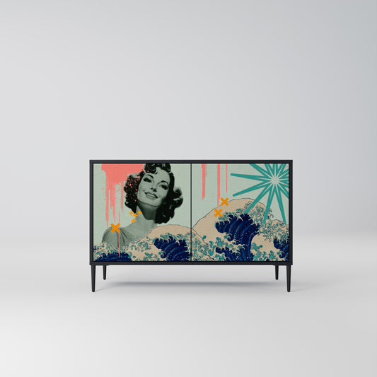 KANAGAWA BEAUTY 2-Door Sideboard in Black Finish
