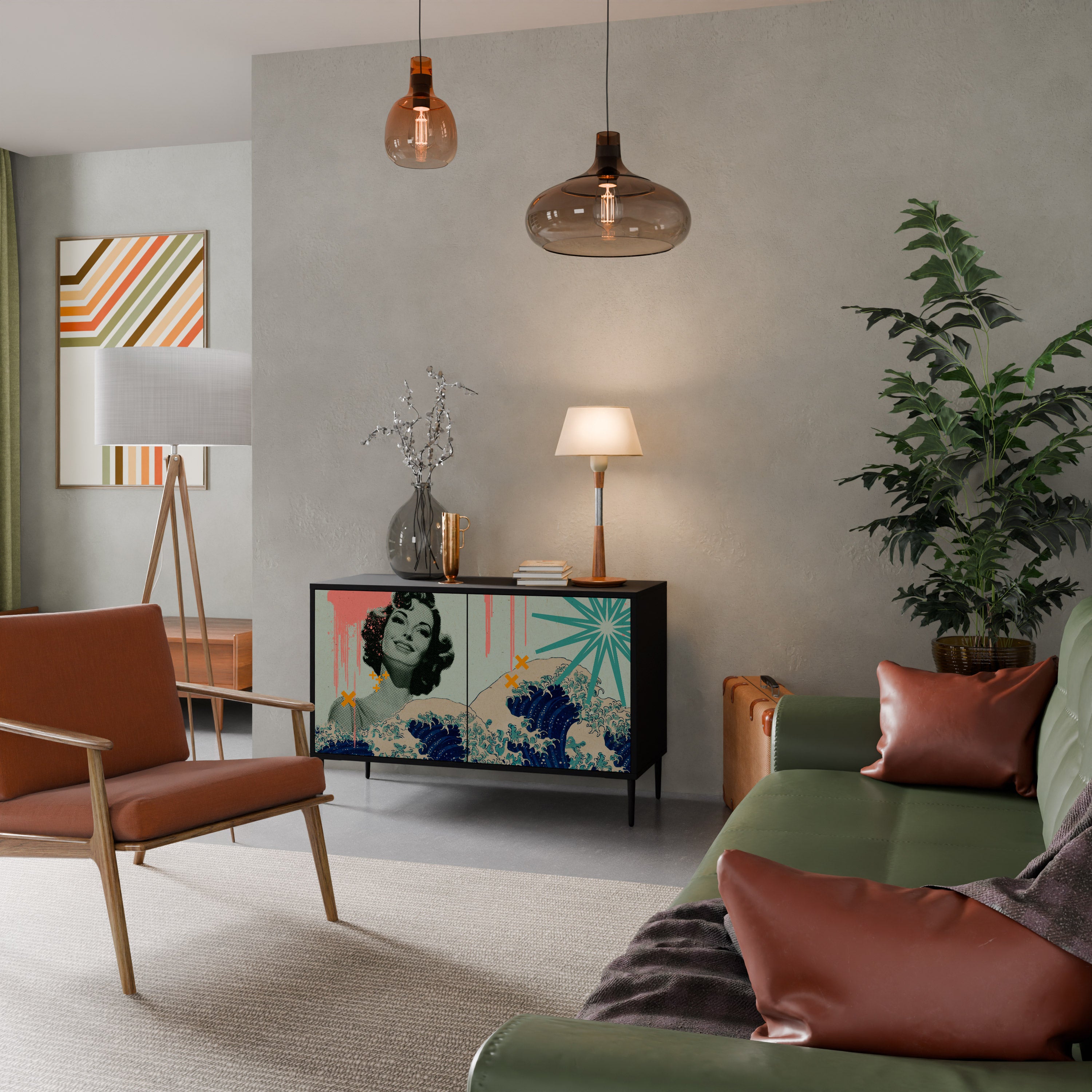 KANAGAWA BEAUTY 2-dörrars skänk i svart finish
