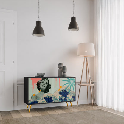 KANAGAWA BEAUTY 2-Door Sideboard in Black Finish