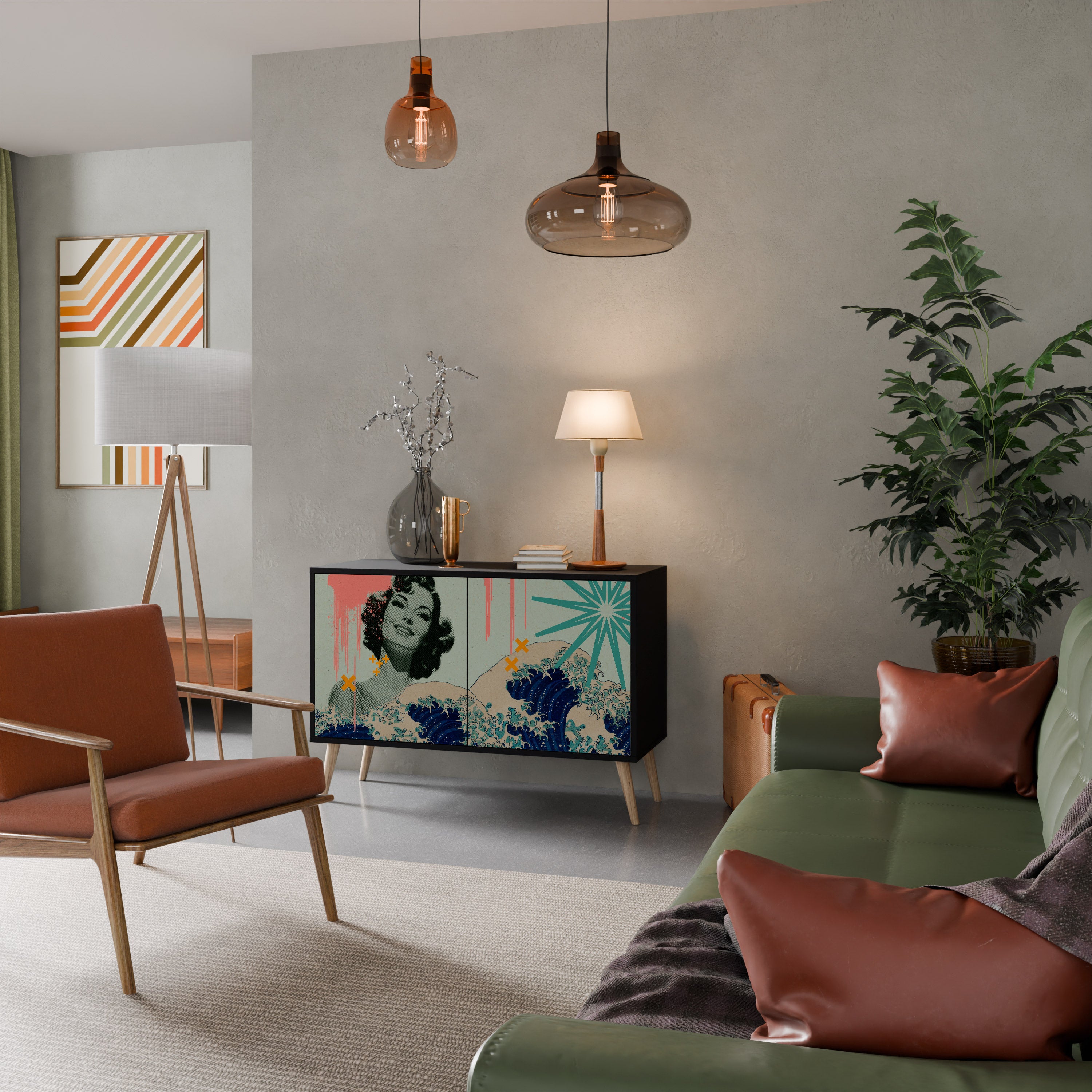 KANAGAWA BEAUTY 2-dörrars skänk i svart finish