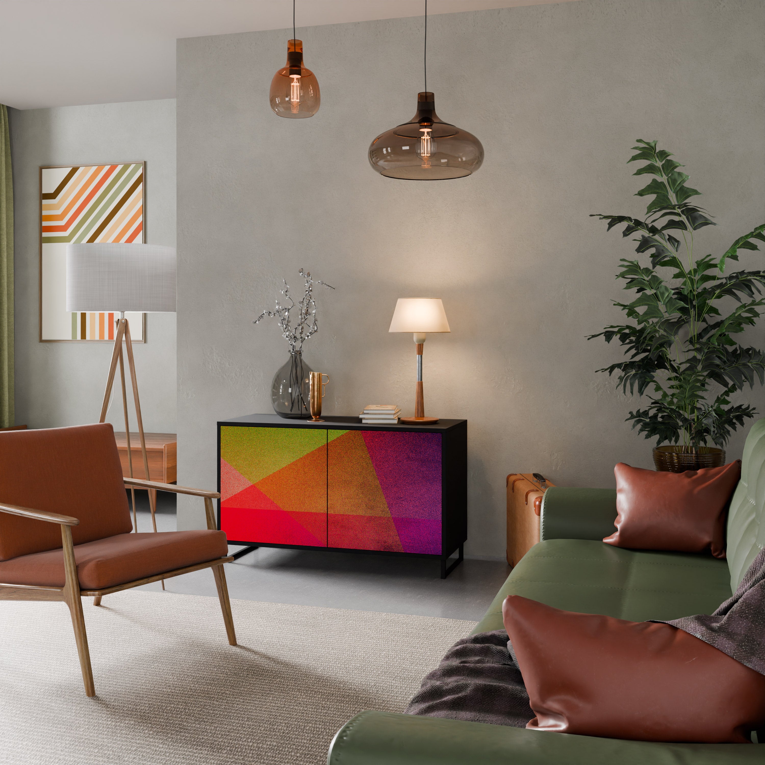 VIVID GEOMETRY 2-dörrars skänk i svart finish