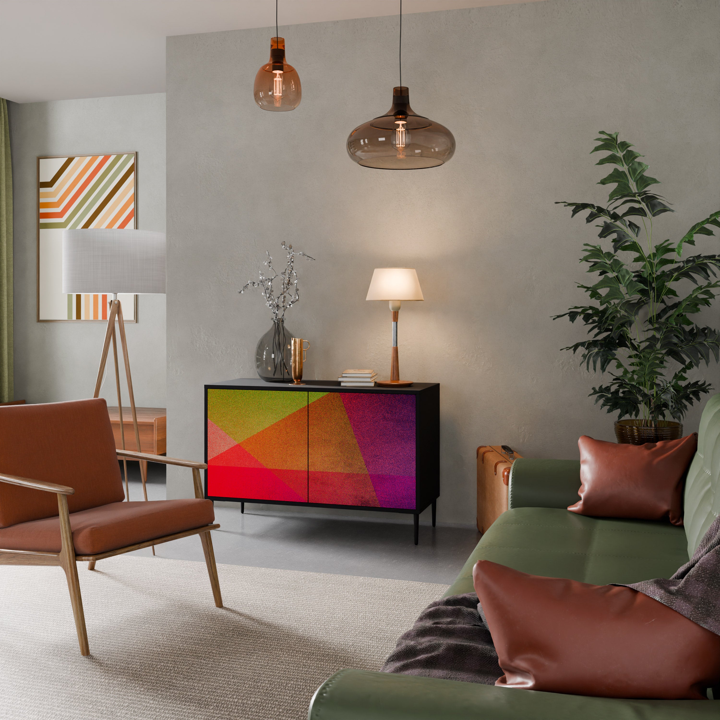 VIVID GEOMETRY 2-dörrars skänk i svart finish