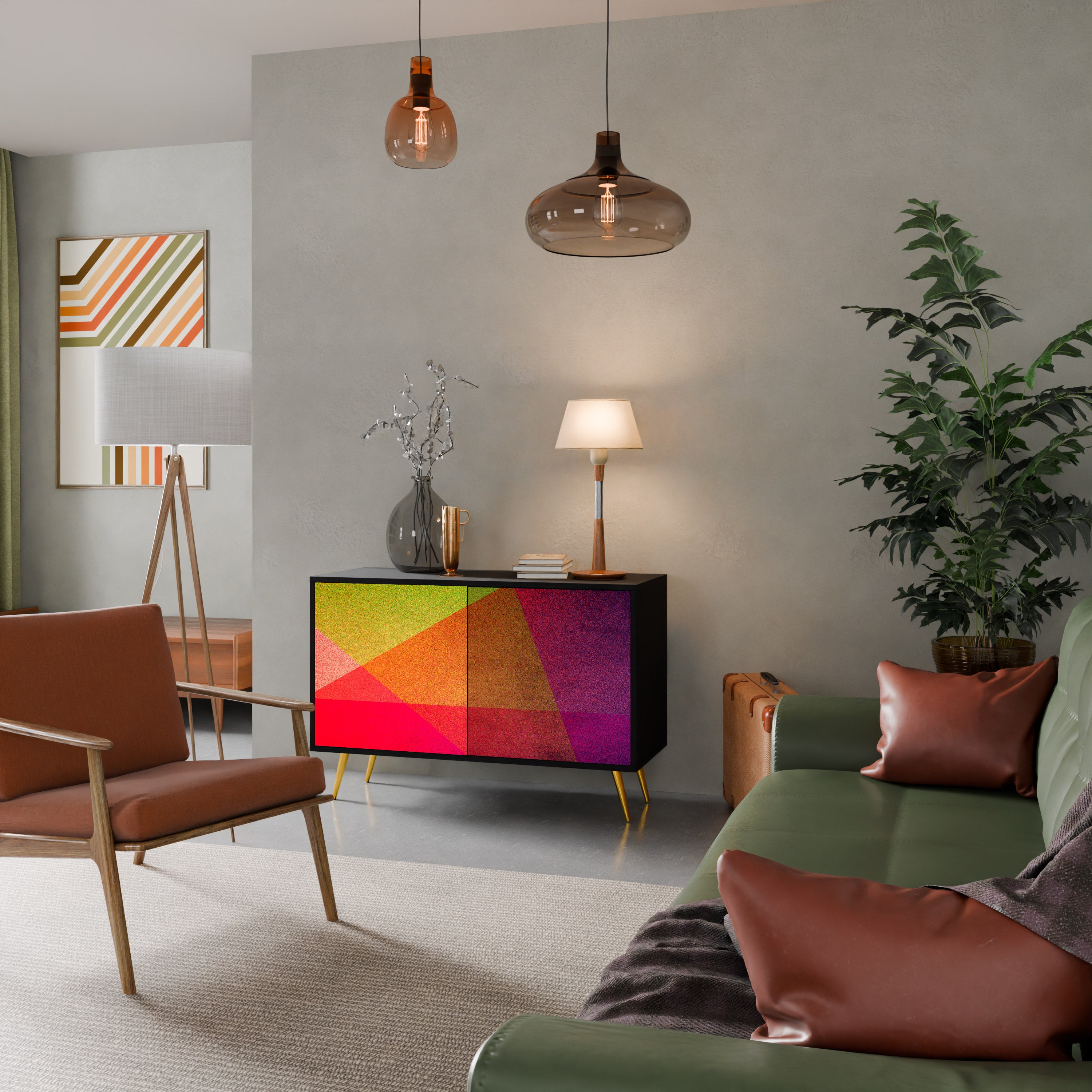 VIVID GEOMETRY 2-dörrars skänk i svart finish